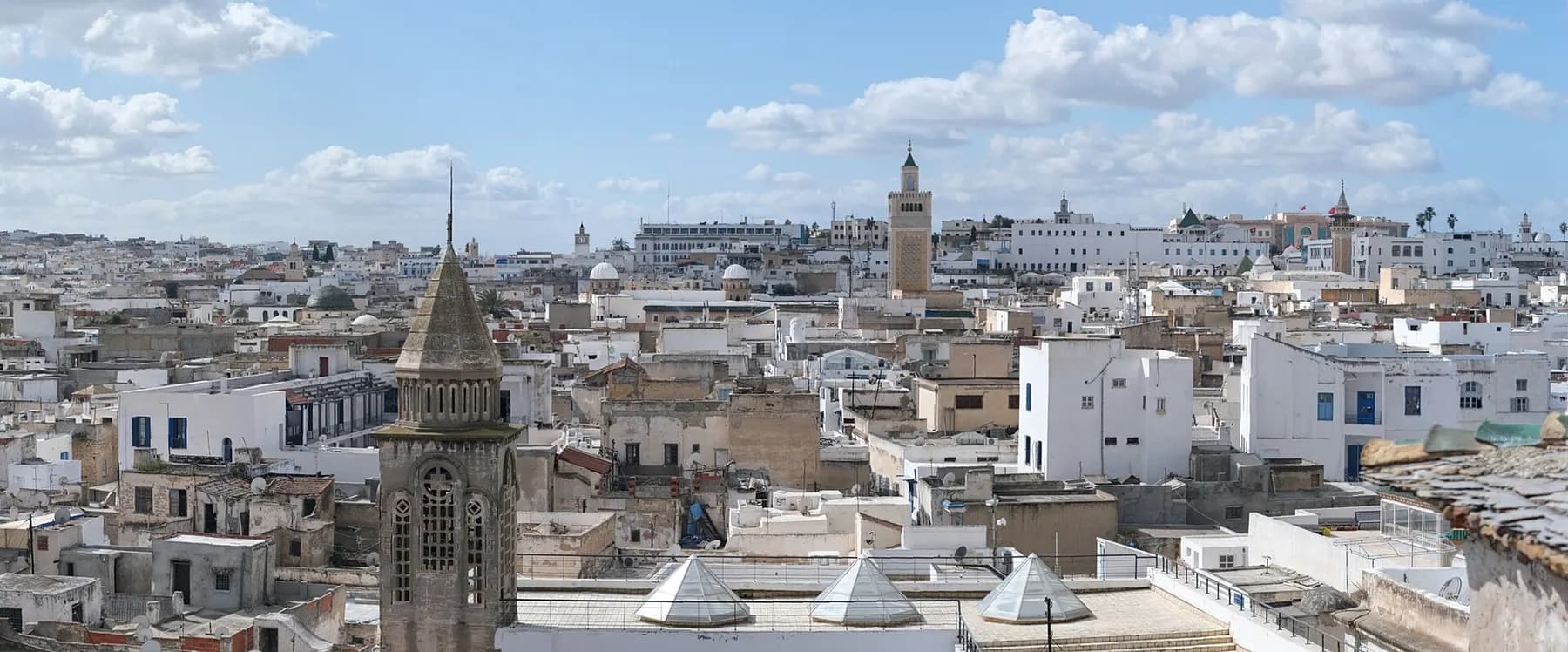 Vue panoramique sur les toits et les minarets de la médina de Tunis